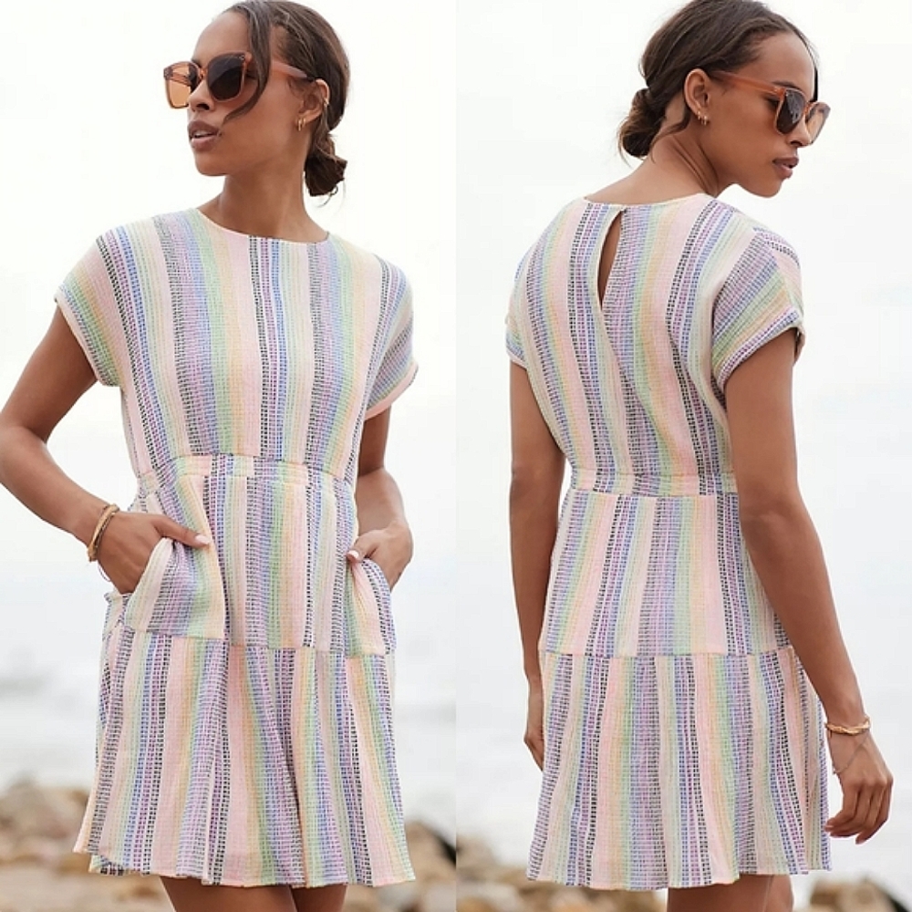 Dolan Left Coast Short-Sleeve Striped Mini Dress